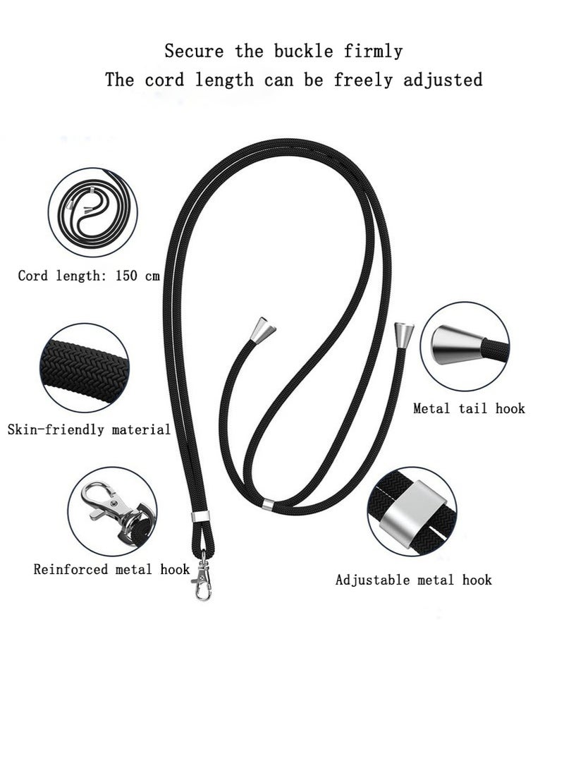 SahlTech 2-Pieces Phone Lanyard Set: Universal Crossbody, Wrist, Adjustable Shoulder, Neck and Wrist Straps with Multi-Purpose Nylon Patch | 1 Neck Strap + 1 Wrist Strap + 2 Compatible Pads | Fits Most Smartphones (Black) - Image 4