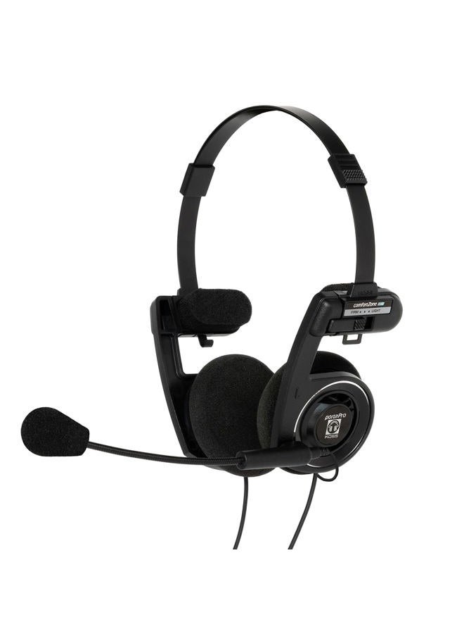 KOSS Porta Pro Double-Sided On-Ear Communication Headset, Flexible, Hands-Free Electret Microphone, Collapsible Design, Wired 3.5mm TRRS Plug, Black - Image 1