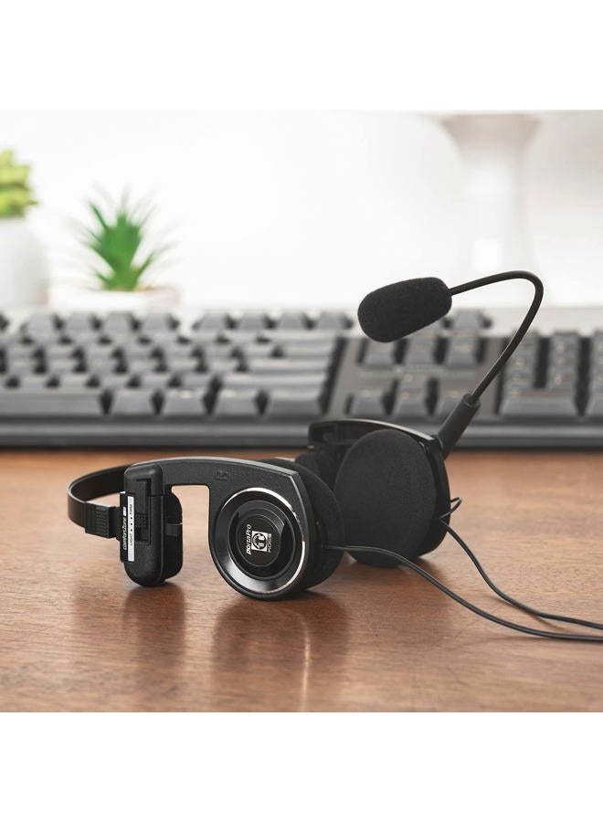 KOSS Porta Pro Double-Sided On-Ear Communication Headset, Flexible, Hands-Free Electret Microphone, Collapsible Design, Wired 3.5mm TRRS Plug, Black - Image 3
