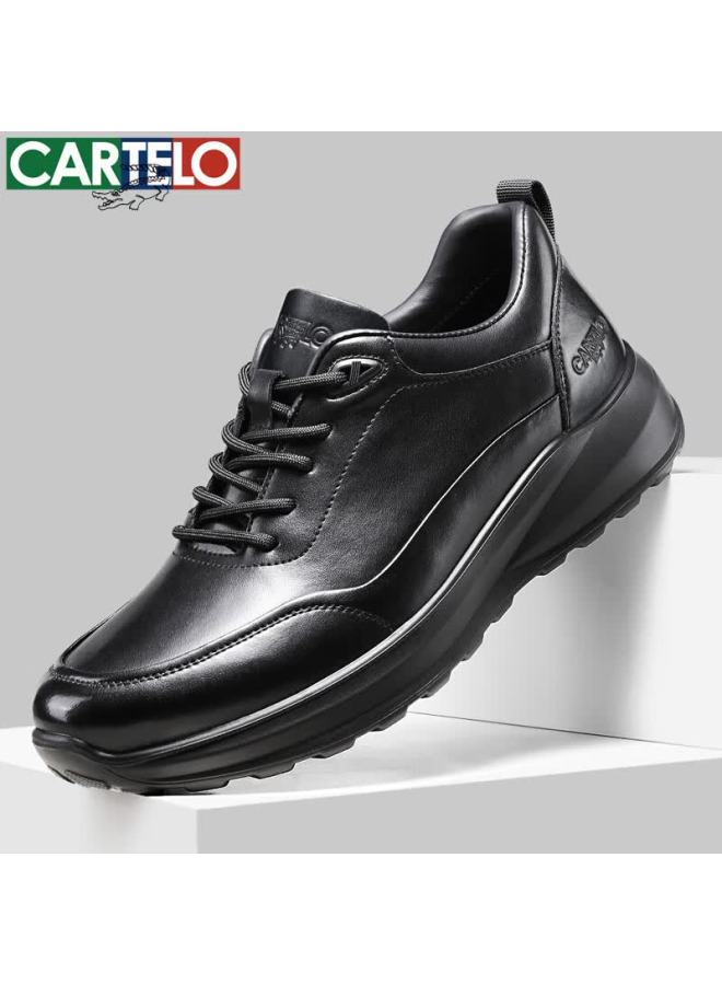 Cartelo Men's Leather Shoes Autumn Cowhide Lace-up Soft Sole Business Casual Sneakers 5309 Black Size 43 - Image 1