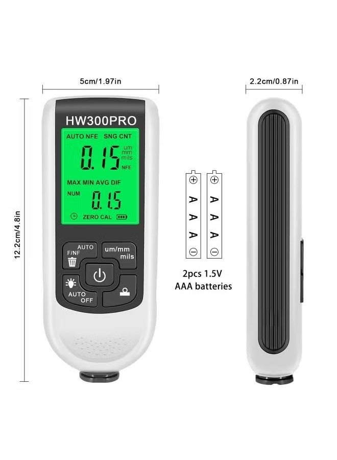 مقياس سمك غشاء طلاء السيارة HW-300PRO: جهاز اختبار طلاء الحديد و NFe الأوتوماتيكي 0-2000UM ، أداة طلاء السيارات اليدوية  - Image 4