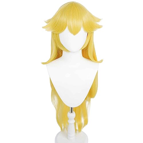 ANOGOL Hair Cap+ Princess Wig Long Yellow Wavy Wigs for Anime Cosplay Yellow Princess Wigs Women Girls Peach Wig Halloween Party Outfit - Image 5