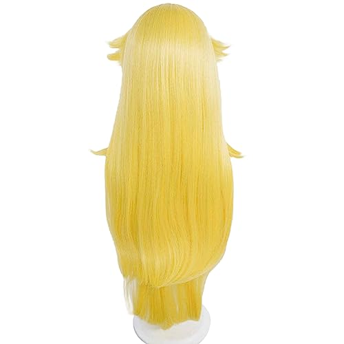 ANOGOL Hair Cap+ Princess Wig Long Yellow Wavy Wigs for Anime Cosplay Yellow Princess Wigs Women Girls Peach Wig Halloween Party Outfit - Image 4