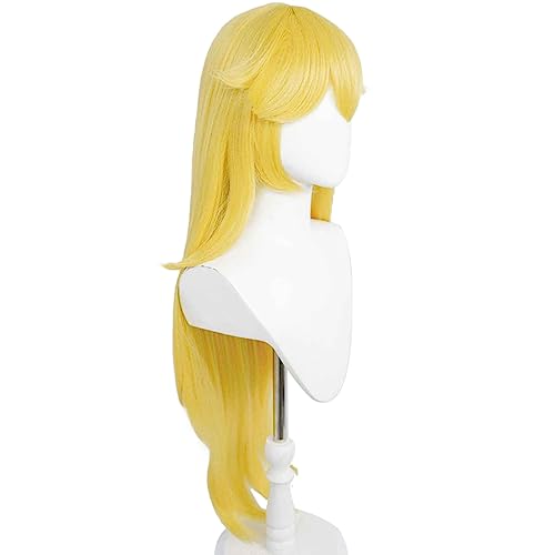 ANOGOL Hair Cap+ Princess Wig Long Yellow Wavy Wigs for Anime Cosplay Yellow Princess Wigs Women Girls Peach Wig Halloween Party Outfit - Image 3
