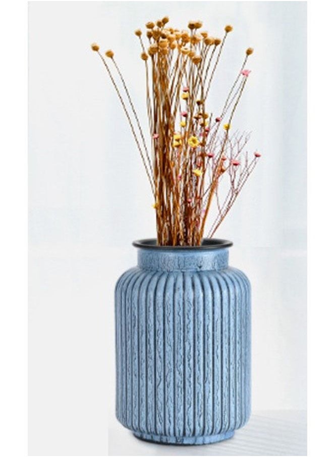 ZCM-HAPPY vertical stripes Imitation Copper Glass Vase Home Decoration Living Room Flower Arrangement Light Luxury Hotel Flower Arrangement Model Room  - Image 2