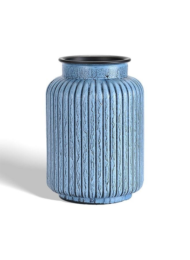 ZCM-HAPPY vertical stripes Imitation Copper Glass Vase Home Decoration Living Room Flower Arrangement Light Luxury Hotel Flower Arrangement Model Room  - Image 1