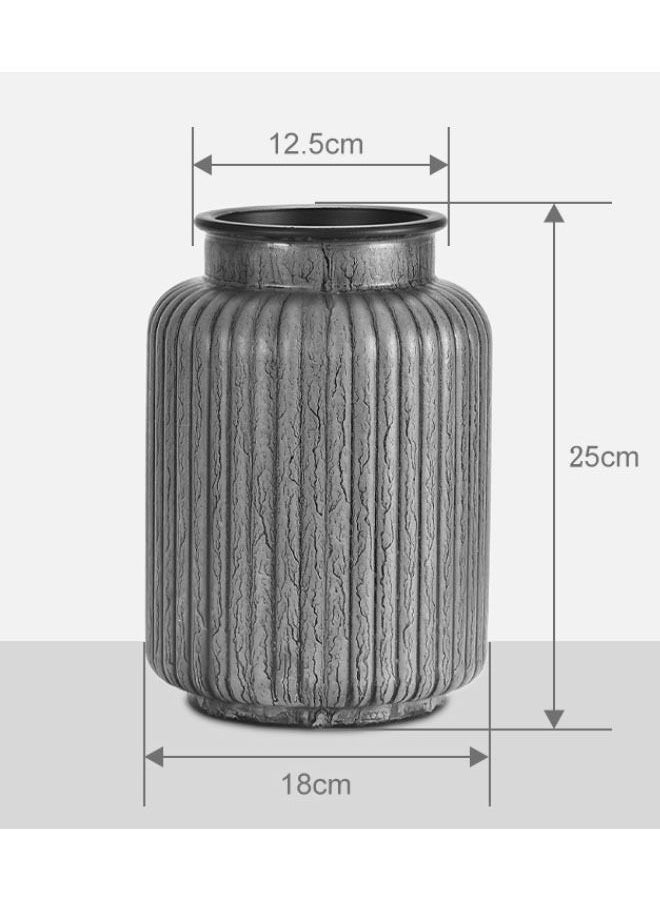 ZCM-HAPPY vertical stripes Imitation Copper Glass Vase Home Decoration Living Room Flower Arrangement Light Luxury Hotel Flower Arrangement Model Room  - Image 3