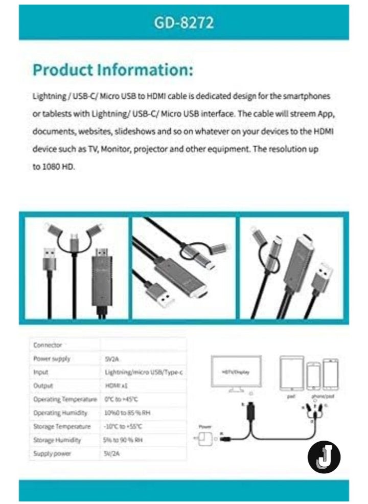 JAJEEK "Plug and Play Mobile Phone Cable – Fast Charging & High-Speed Data Transfer for Android/iOS Devices" - Image 2