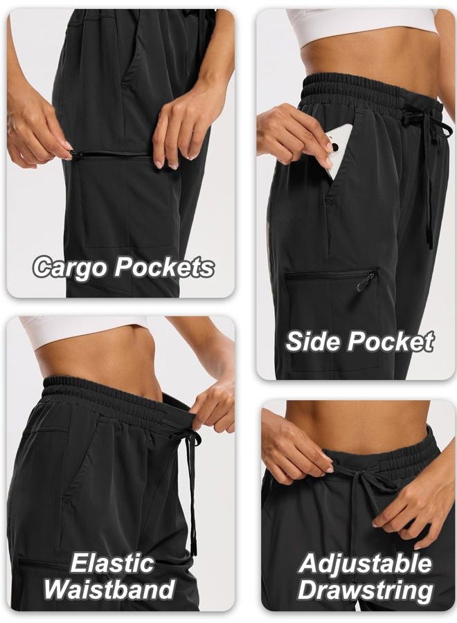 DEVOROPA Women's Hiking Long Shorts Knee Length Lightweight Quick Dry Cargo Athletic Bermuda Beach Shorts with Zipper Pockets, Black, XXL - Image 5