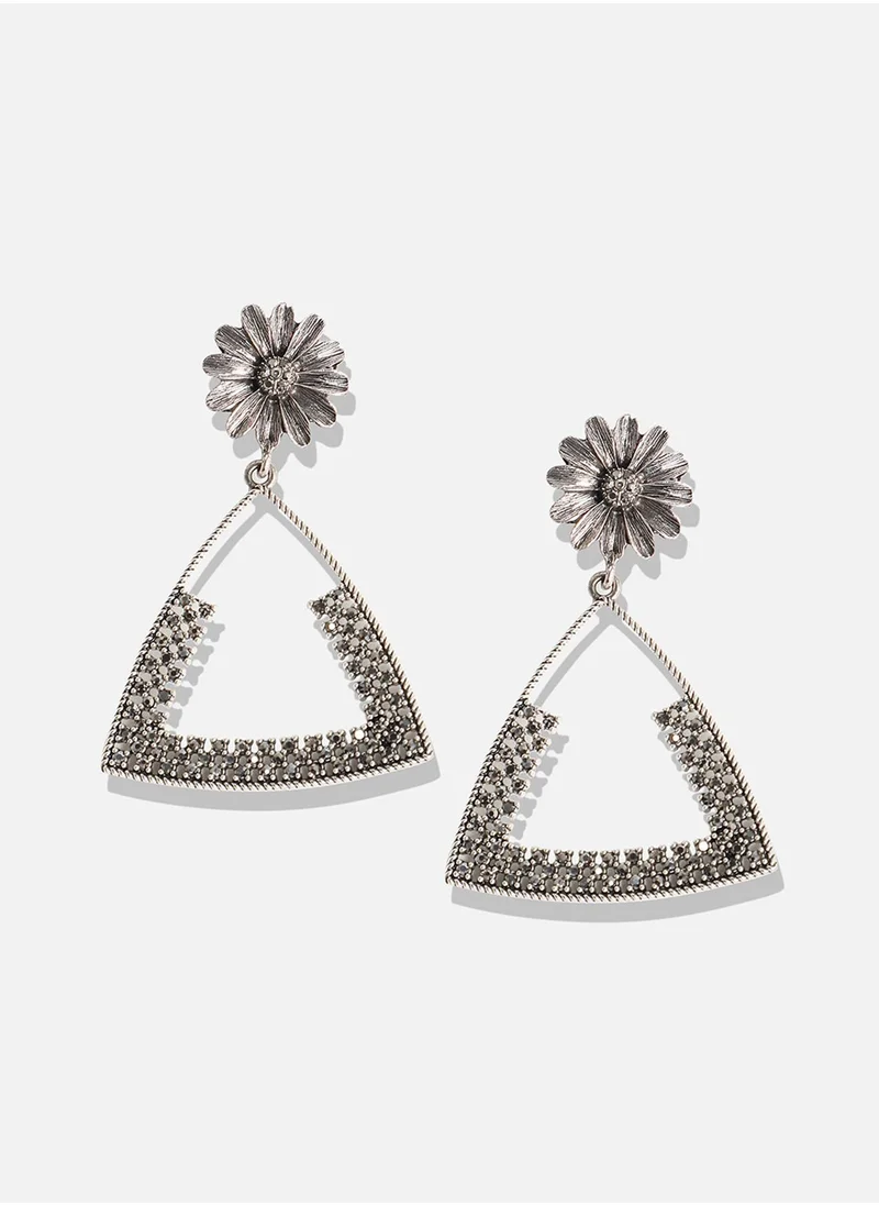 SOHI Crystal Triangle Daisy Drop Earrings