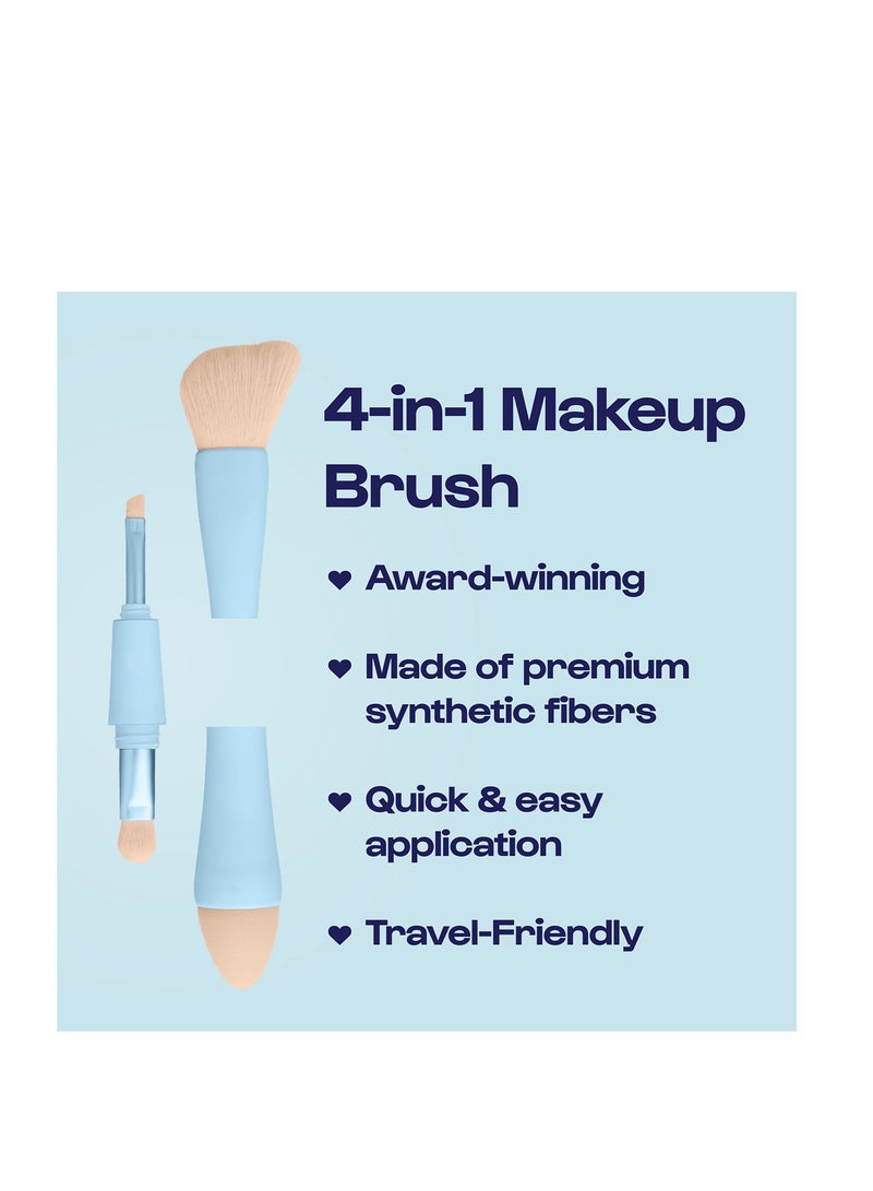 Excefore 4 in 1 Makeup Brush Set, Eyebrow, Liner  Blush Blending Brush, Dual-Ended Travel Makeup Brushes, Suitable for Powder and Liquid Make up - Image 2