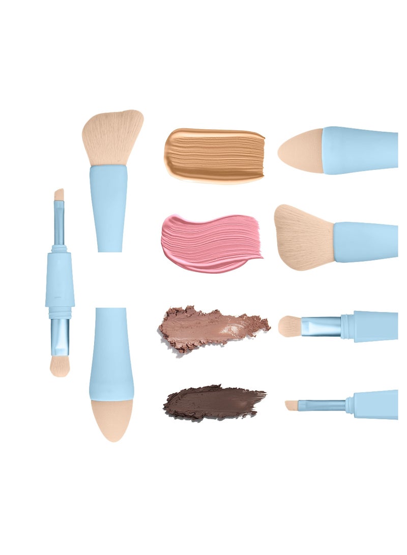 Excefore 4 in 1 Makeup Brush Set, Eyebrow, Liner  Blush Blending Brush, Dual-Ended Travel Makeup Brushes, Suitable for Powder and Liquid Make up - Image 1