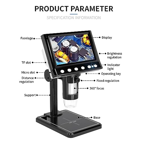 Tobo Microscope Accessories kit Slide Preparation camer Digital Microscope Photo and Video with 4.3-inch 1080P Screen Microscope 1000X Magnification for 8pcs LED Lights Microscope Accessories TD-1048IM - Image 5