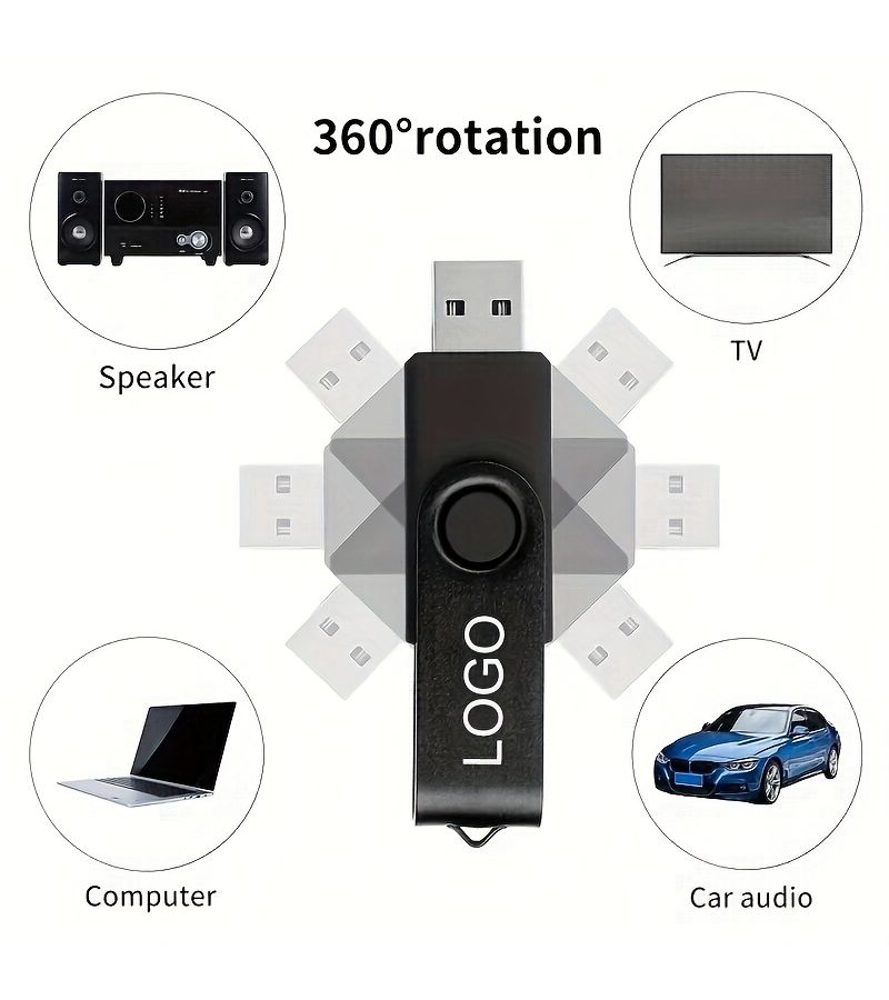 وردة حمراء 256 ميجابايت، ذاكرة USB دوارة مع شعار مخصص - Image 3