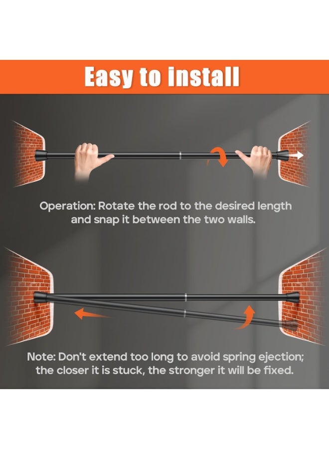 Bukela 2pcs Spring Tension Rods 17 to 26 Inch, Small Curtain Rods No Drilling, Adjustable Curtain Rod Non-Slip, Short Tension Rod Non-Slip For Windows Closet Bedroom Kitchen, Black - Image 5