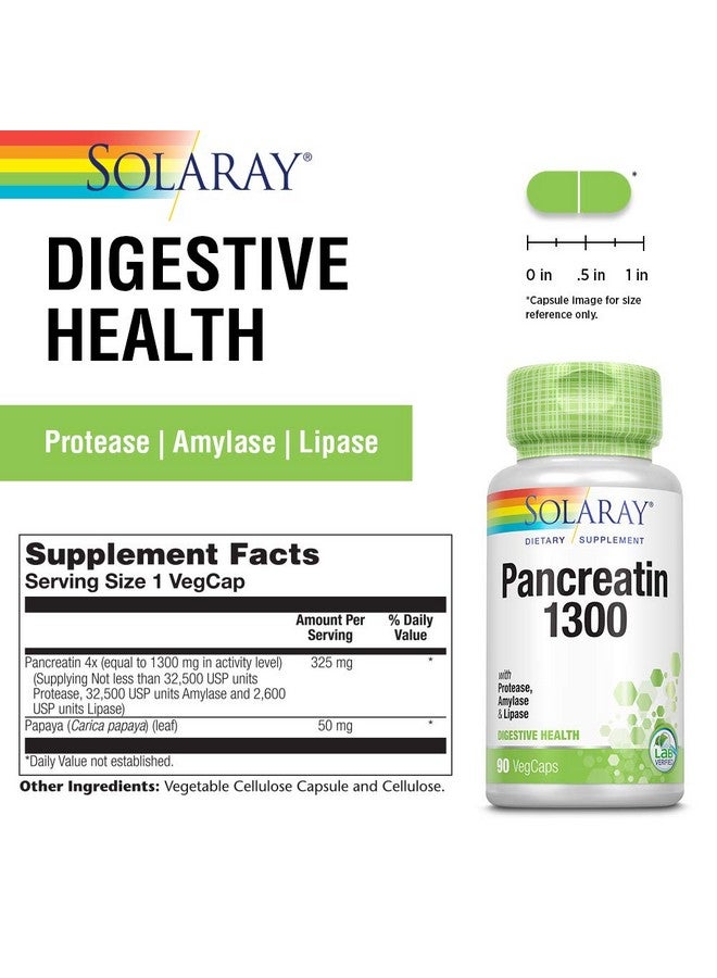 SOLARAY Pancreatin 1300 Solaray 90 Caps, 2 Pack - Image 2
