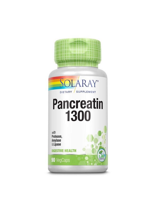 SOLARAY Pancreatin 1300 Solaray 90 Caps, 2 Pack - Image 1