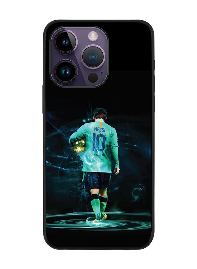 Stylizedd Rugged Black edge case for Apple iPhone 14 Pro Slim fit Soft Case Flexible Rubber Edges Anti Drop TPU Gel Thin Cover - Golden Messi - Image 1