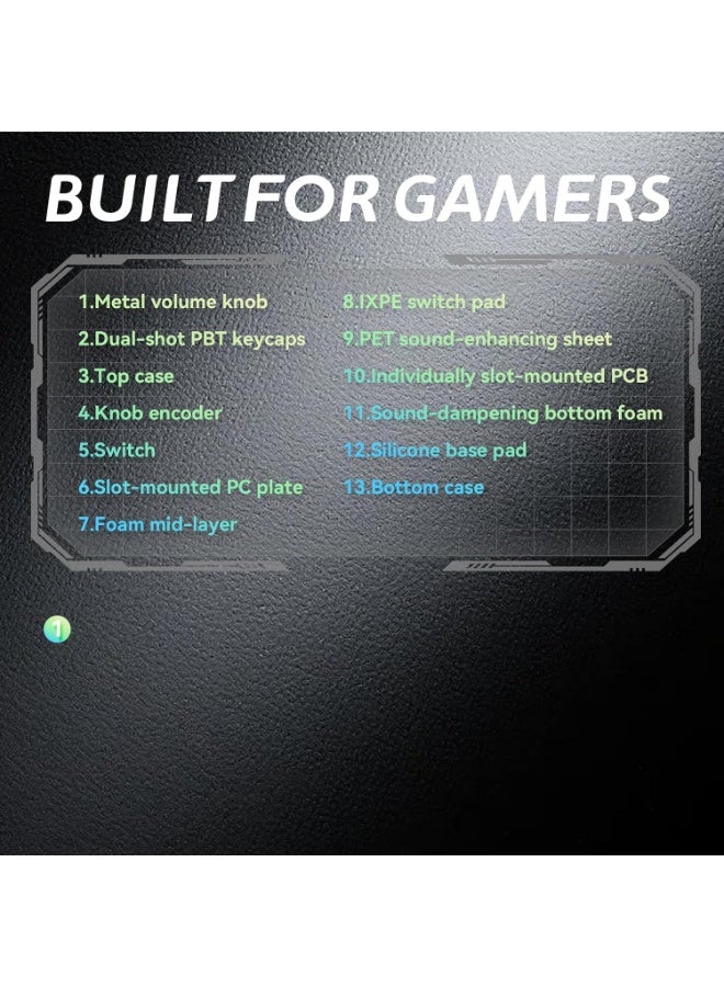 AULA F75 75% Gasket Wireless Mechanical Keyboard, LEOBOG Reaper Switch, Gradient Grey - Image 4