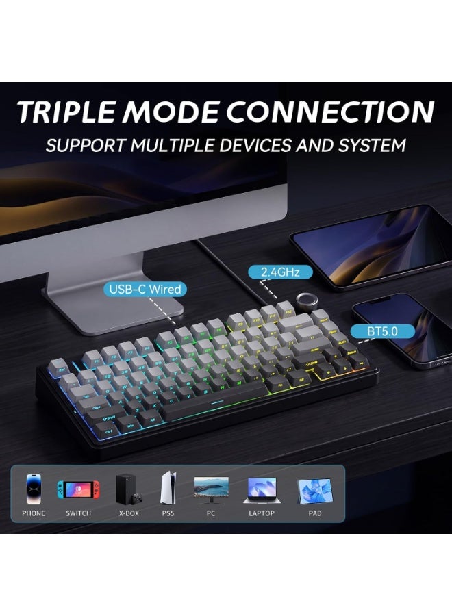 AULA F75 75% Gasket Wireless Mechanical Keyboard, LEOBOG Reaper Switch, Gradient Grey - Image 3