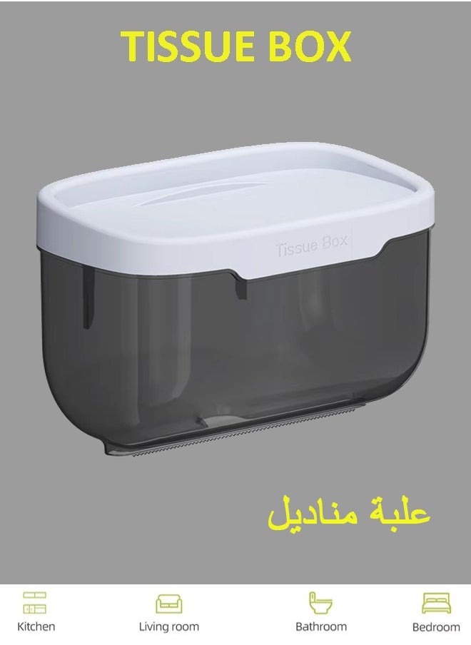 Generic Tissue Box, Toilet Paper Holder, Wall Mounted Tissue Box, Tissue Dispenser, Drying Tissue Holder, Acrylic Transparent Tissue Inverted Box, Hanging Tissue Box For Bedroom, Kitchen, Office Storage  - Image 1