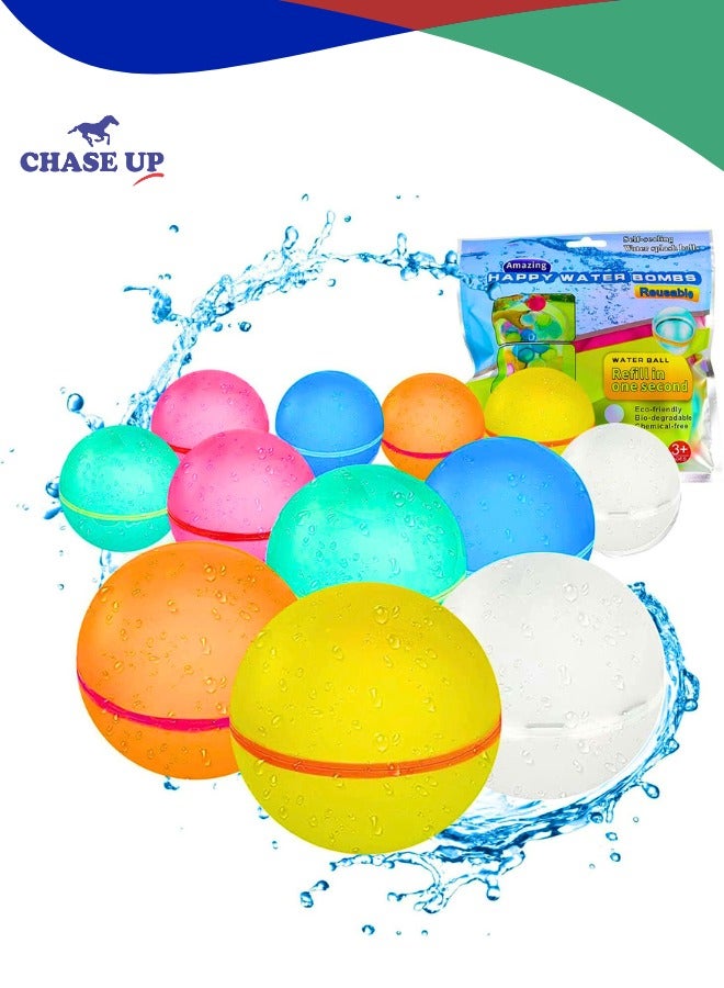 Chase Up Reusable Water Balloons, 6 PCS Magnetic Water Balloons Self Sealing Quick Fill, Silicone Splash Water Bomb Toys for Kids/Adults Summer Pool Party Beach Outside Toys - Image 1