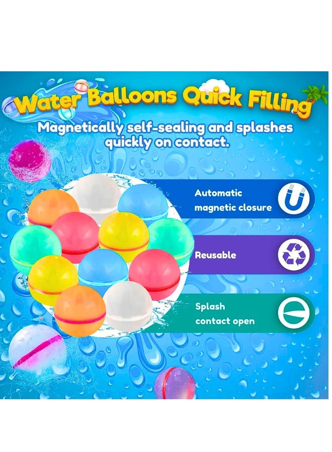 Chase Up Reusable Water Balloons, 6 PCS Magnetic Water Balloons Self Sealing Quick Fill, Silicone Splash Water Bomb Toys for Kids/Adults Summer Pool Party Beach Outside Toys - Image 2