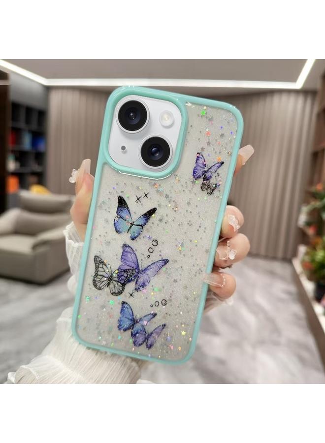 S-TOP Case For iPhone 15 Plus Color Butterfly Glitter Epoxy TPU Phone Case - Image 1