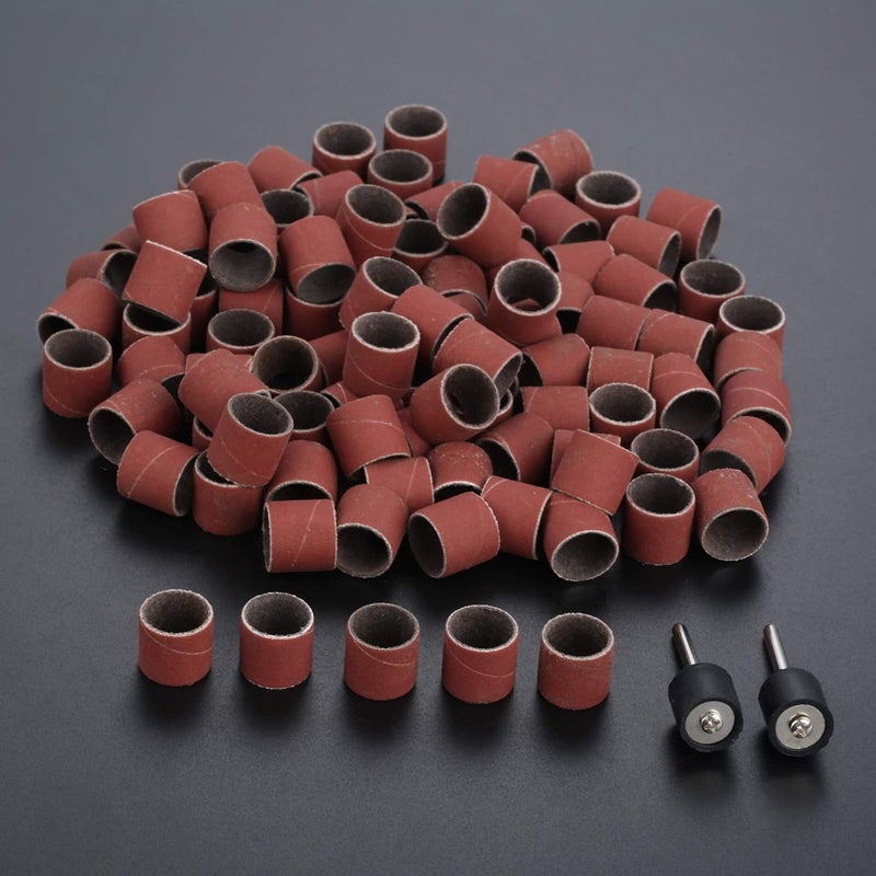 Yetaha 100 PCs Sanding Bands 600 Grit Drums Sleeves for DREMEL Rotary Tools with 2PCs Mandrel 12CM - Image 4