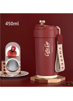 Arabest Insulated Travel Coffee Mug-Spill Proof 450ml,Stainless Steel Coffee Cup with Lid,Vacuum-Sealed Portable Thermos Cup for On-the-Go,Reusable Coffee Tumbler,Gift for Men and Women-Red  - Image 4