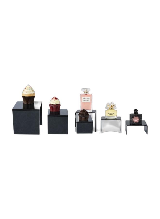 Creative Planet Black -Acrylic Display Riser for Figurines, Pastry, Cake, Dessert. Table Decorations. (Square - 3", 4", 5") & Creative Planet Black Acrylic display riser for figurines pastry cake dessert. Table decorations (Rectangle - 3", 4", 5") Bundle - Image 1