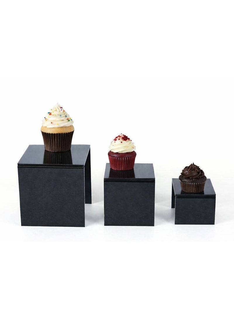 Creative Planet Black -Acrylic Display Riser for Figurines, Pastry, Cake, Dessert. Table Decorations. (Square - 3", 4", 5") & Creative Planet Black Acrylic display riser for figurines pastry cake dessert. Table decorations (Rectangle - 3", 4", 5") Bundle - Image 2