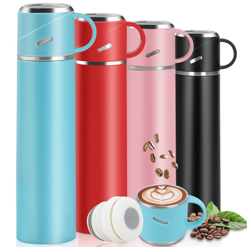 Insulated Water Bottle 550ml Travel Vacuum Flask Leakproof Thermal Tea Mug with Lid  Handle Reusable Metal Drinks Bottles Coffee Cup Stay Hot  Cold Up to 12 Hours for Work SportsWorkTravelBlue