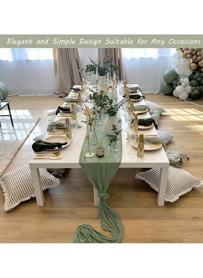 Boho Crinkle Gauze Table Runner, 90x400cm Extra Long - Wrinkle-Textured Decor for Wedding, Boho Party, Bridal Shower & Festival Table Setting - Image 5