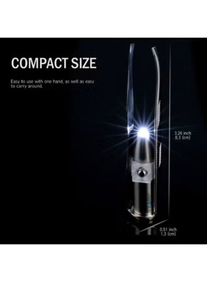 Bluejw Light Stainless Steel Tweezers with LED, Makeup Eyelash Eyebrow Hair Removal Illuminating Lighted Tweezers for Precision Men Women - Image 4