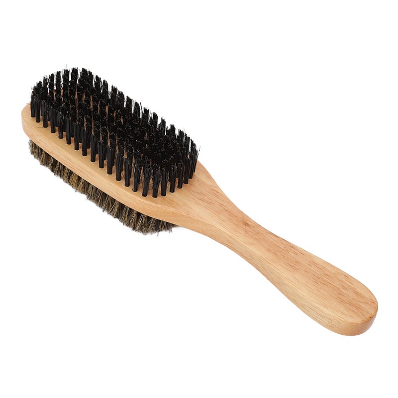 Double Sided Beard Brush: Soft And Hard Imitation Bristles - Ergonomic Wood Handle Facial Hair Brush for Men’s Home Salon Care, Pet Grooming - Image 5