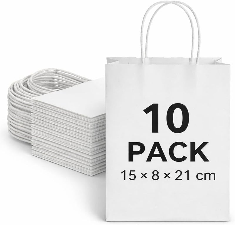 Premify 10 PCS Mini Gift Bags with Handles - Assorted Colors, Small Kraft Paper Party Favor Bags - Image 1