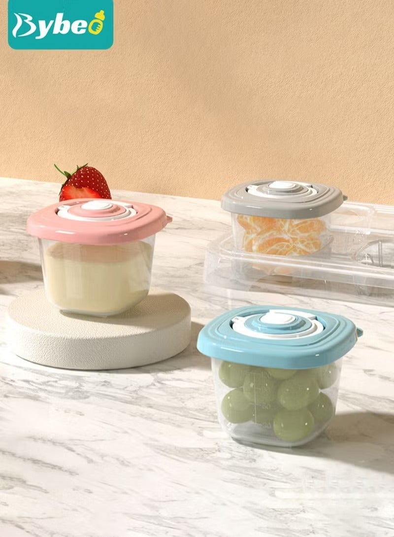 Bybeo 6 PCS Baby Food Containers Reusable Infant Food Storage Jars with Timed Tray Small Snack Container with Lids for Infant & Babies Microwave & Dishwasher Friendly - Image 2