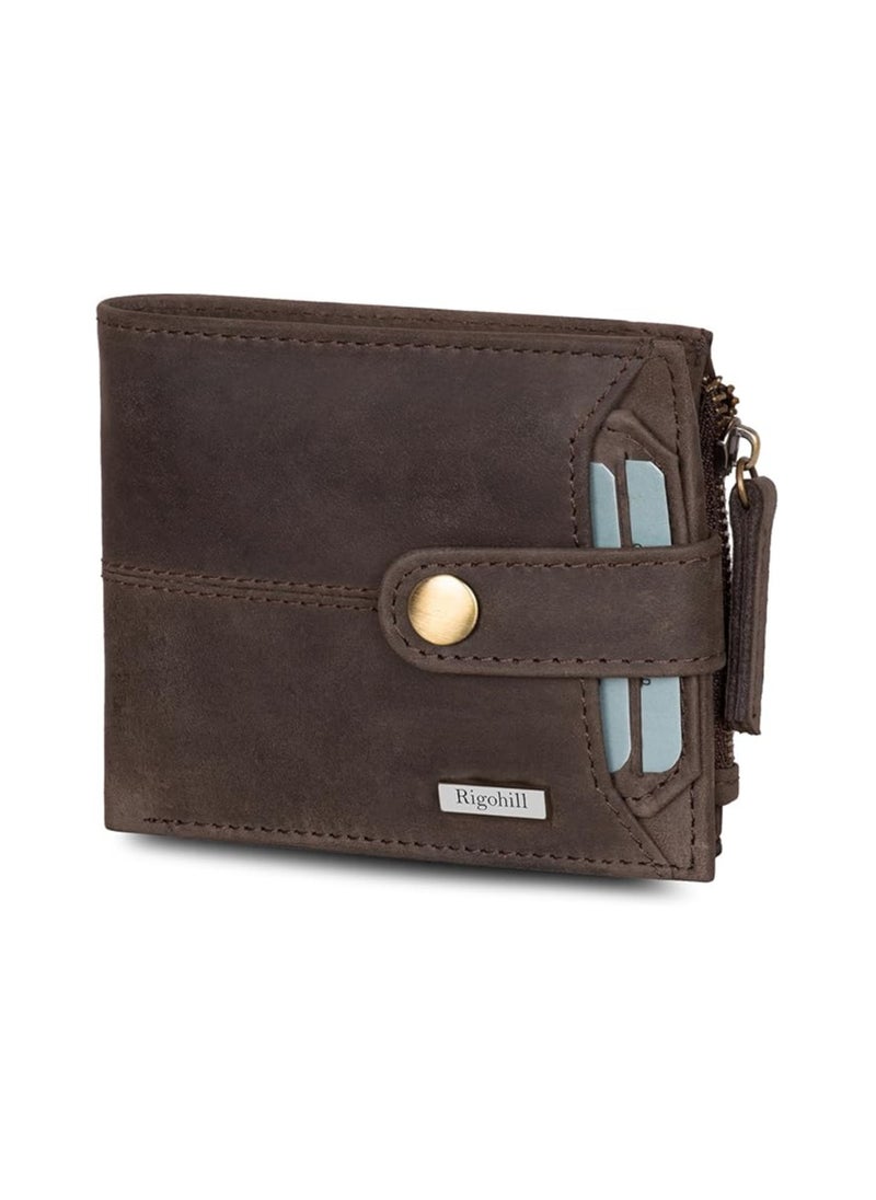 Rigohill RIGOHILL Doger Dark Brown Mens Leather Wallet, Men Purse Wallet | Leather Wallet for Men | RFID Mens Wallet  - Image 1