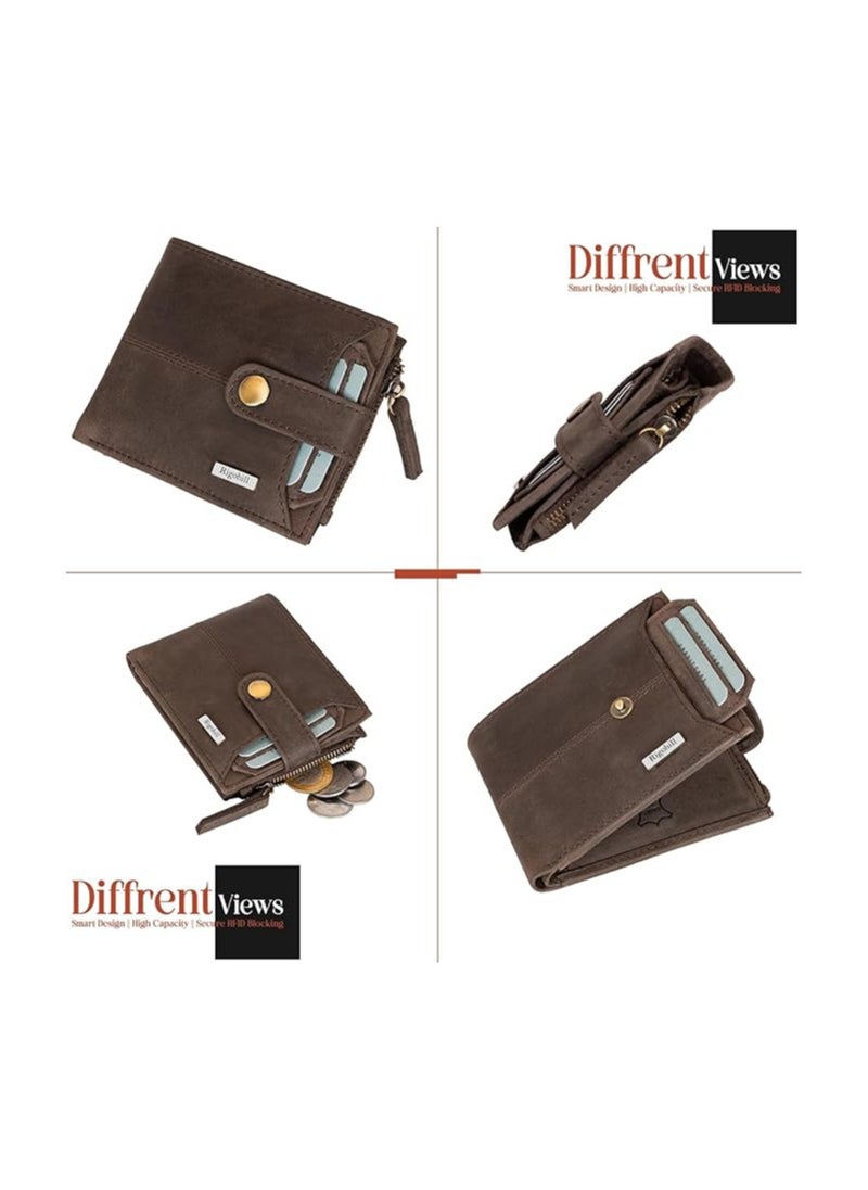 Rigohill RIGOHILL Doger Dark Brown Mens Leather Wallet, Men Purse Wallet | Leather Wallet for Men | RFID Mens Wallet  - Image 3