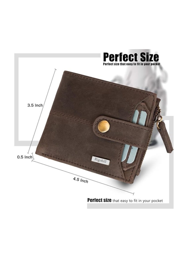 Rigohill RIGOHILL Doger Dark Brown Mens Leather Wallet, Men Purse Wallet | Leather Wallet for Men | RFID Mens Wallet  - Image 4