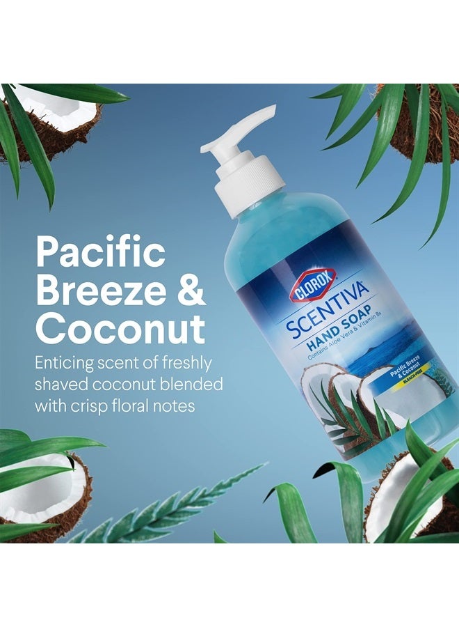Clorox Scentiva Liquid Hand Soap 14 oz Liquid Hand Wash with Vitamin B5 BleachFree Scented Hand Soap for Kitchen or Bathroom, Pacific Breeze & Coconut, Aloe Vera, 1 Count - Image 2