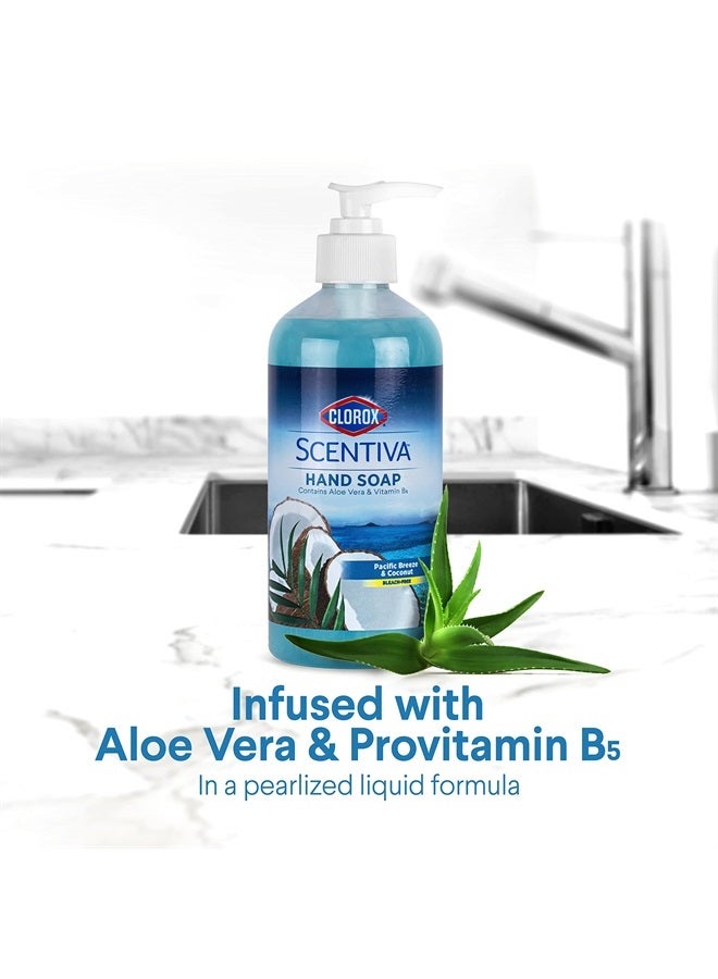 Clorox Scentiva Liquid Hand Soap 14 oz Liquid Hand Wash with Vitamin B5 BleachFree Scented Hand Soap for Kitchen or Bathroom, Pacific Breeze & Coconut, Aloe Vera, 1 Count - Image 4