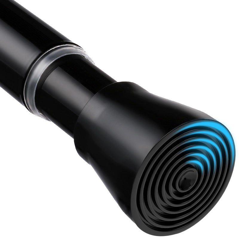 MEXAU Spring Tension Curtain Rod 28 To 48 Inch Adjustable Expandable Black Tension Rod 7/8" Shower Curtain Rods No Drilling Spring Loaded Curtain Rod for Windows Bathroom Closet Kitchen Bedroom Doorway Door - Image 1