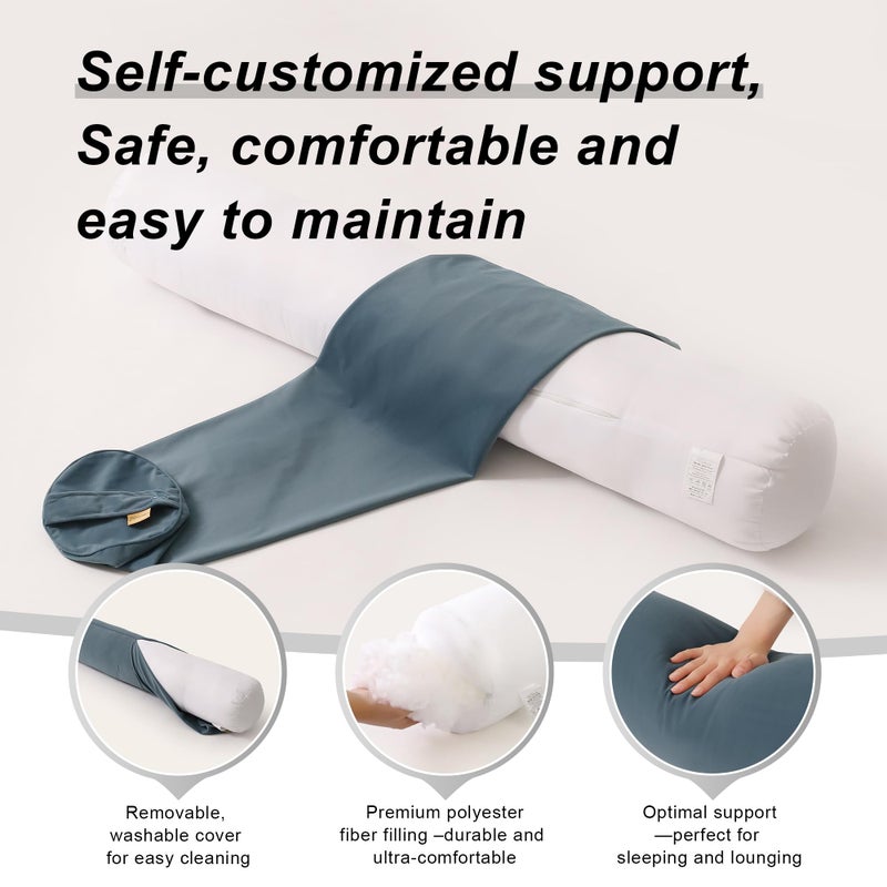 Ailuteie Body Pillow for Adults,Long Round Pillow,Big Cylindrical Pillow,Large Full Bolster Pillows for Side Sleepers (Slate Blue, 39.37"*7.87") - Image 4