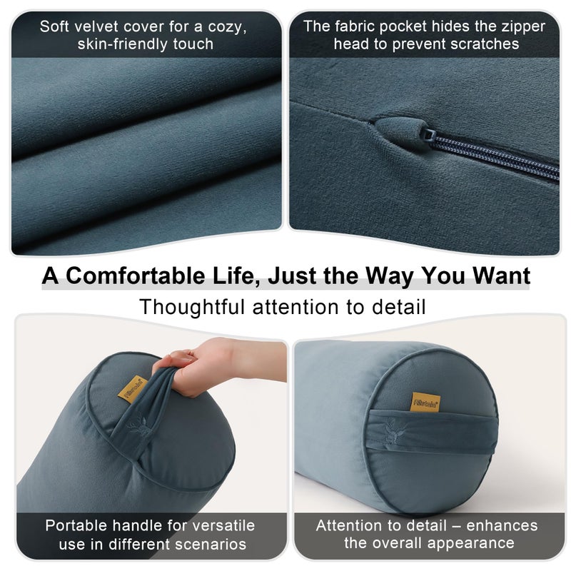 Ailuteie Body Pillow for Adults,Long Round Pillow,Big Cylindrical Pillow,Large Full Bolster Pillows for Side Sleepers (Slate Blue, 39.37"*7.87") - Image 5