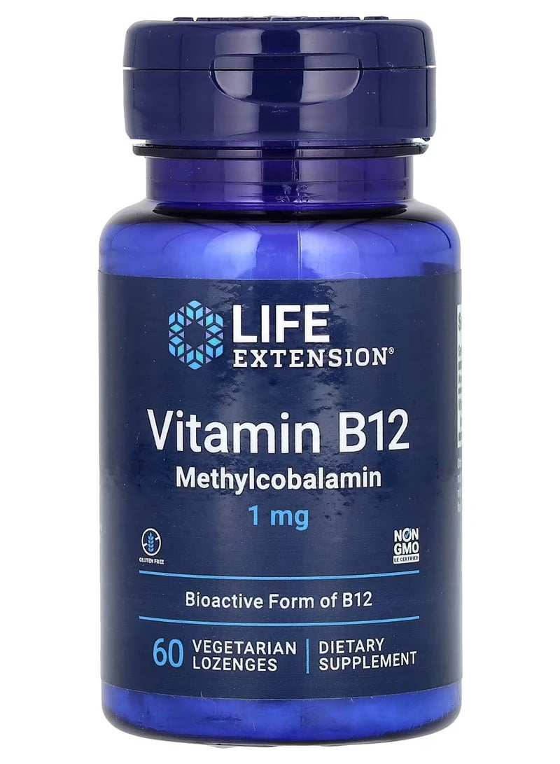 Life Extension, Vitamin B12 Methylcobalamin, 1 mg, 60 Vegetarian Lozenges - Image 1