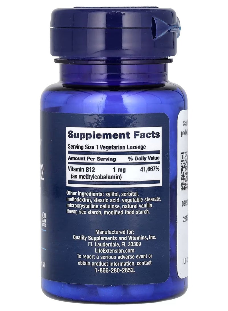 Life Extension, Vitamin B12 Methylcobalamin, 1 mg, 60 Vegetarian Lozenges - Image 2