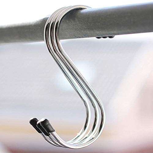 pepplo® Heavy Duty S Hooks, Stainless Steel S Shaped Hooks for Hanging Kitchenware Pan Pots Utensils Closet Clothes Bags Towels Plants Kitchen Hooks Hanger, 3 inch(12PCS) - Image 2