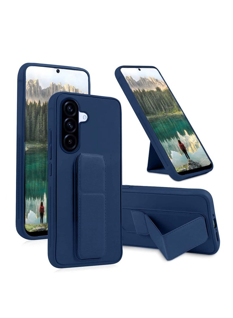 Wtech Samsung Galaxy A36 5G 2025 / Samsung Galaxy A56 5G 2025 Hand Grip Foldable Magnetic Kickstand Wrist Strap Finger Grip With Built-In Iron Case Cover - Navy Blue - Image 1